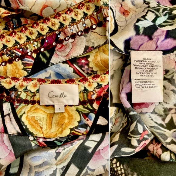 Camilla Crystal Embellished Silk Flamenco Sweep Short Kimono - Picture 5 of 5